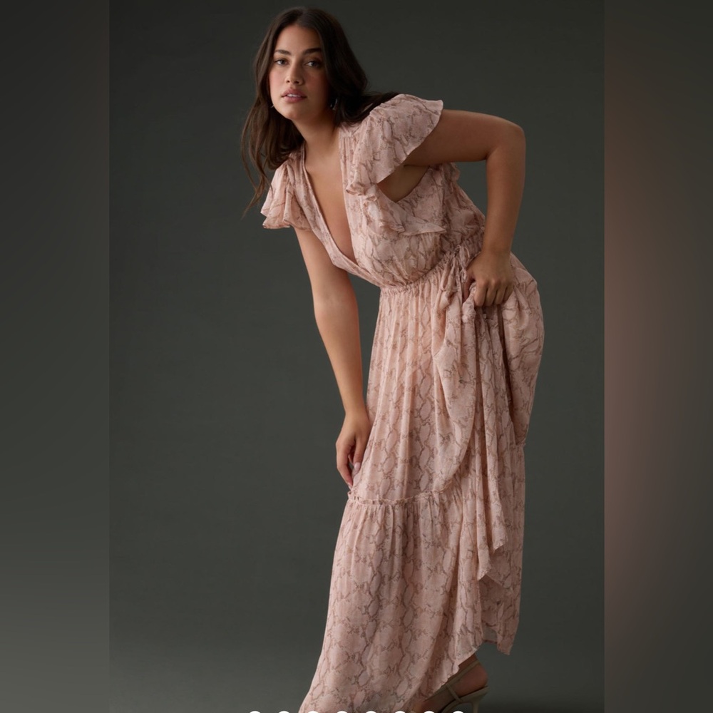 Anthropologie V-Neck Flutter-Sleeve Dress - Picture 5 of 6